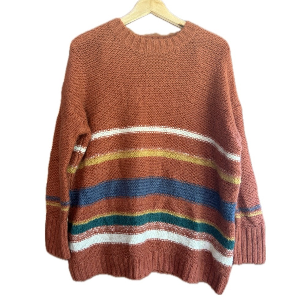 Cache Cache Wool Blend Burnt Orange Women's Sweater Medium Cabincore Winter Ski